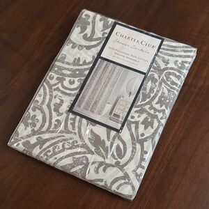 New! SHOWER CURTAIN PAISLEY CHARTER CLUB COTTON POLY BLEND Gray White  72” x 72”